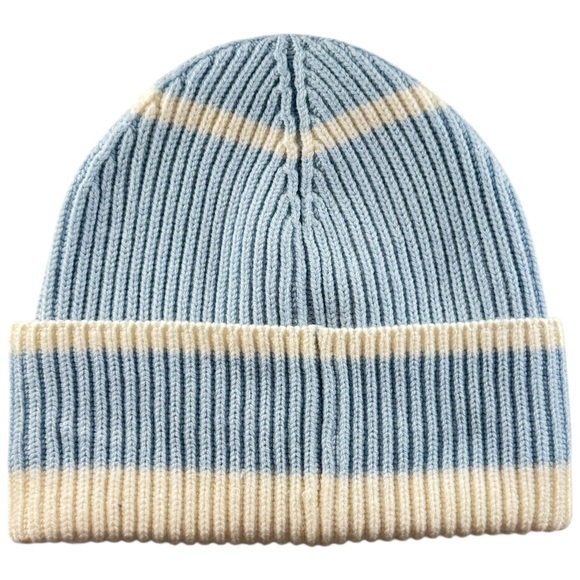 Rag & Bone Addison Striped Wool Beanie Light Blue Cream - Picture 2 of 5